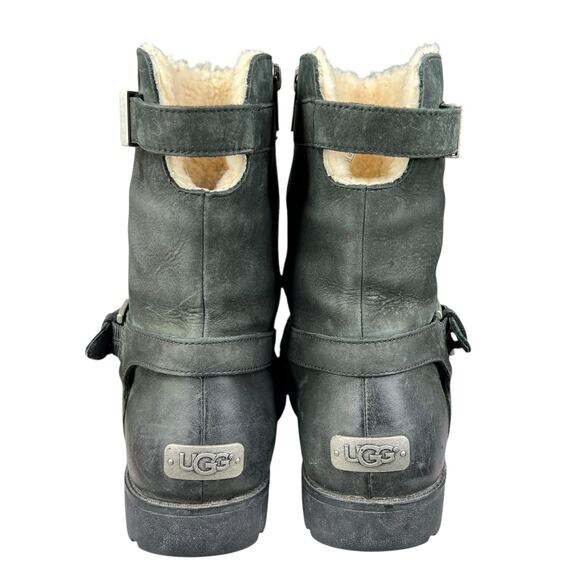 UGG Women’s Grandle Green Leather Shearling Lined Winter Boot Size US 8 - Picture 8 of 11